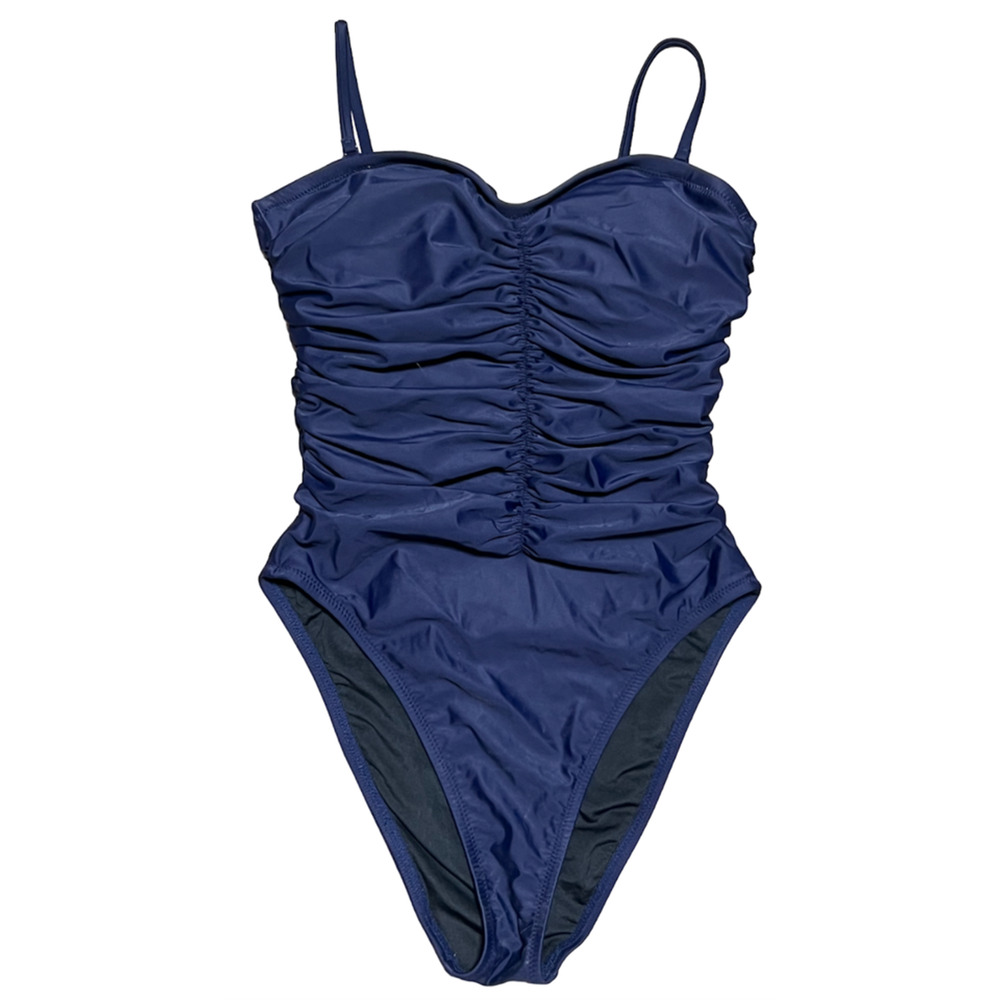 J. Crew Women's Navy Blue Ruched Sweetheart One Piece Swimsuit BF176 Size 22 NWT